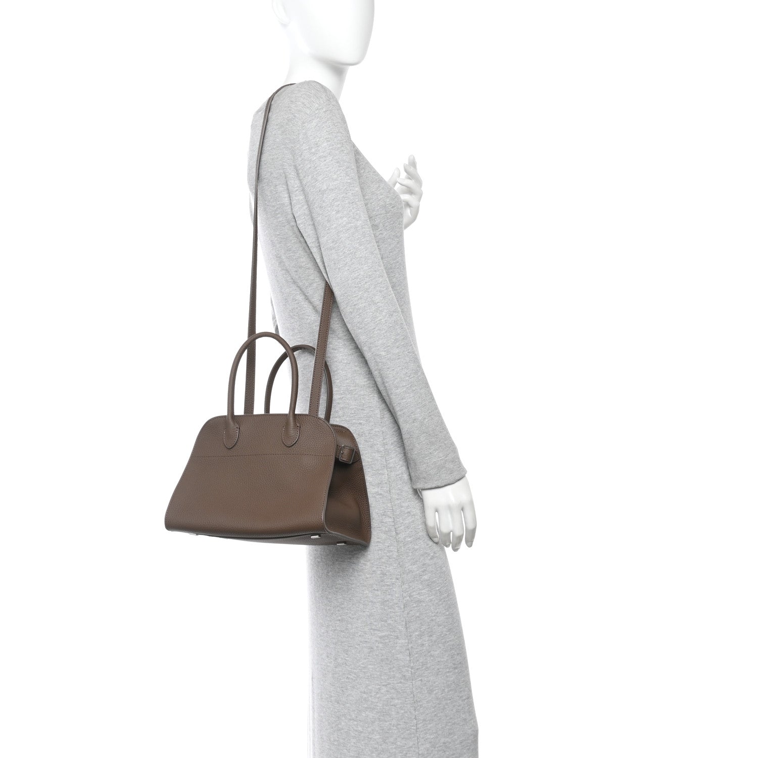The Row Grained Calfskin Soft Margaux 10 Bag Dark Olive 2 of 10