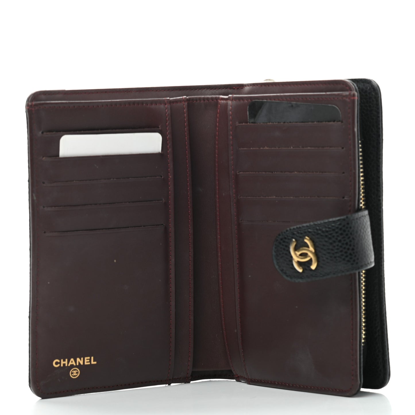 Caviar Quilted Zipped Pocket Wallet Black