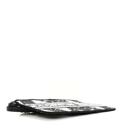 Christian Dior Technical Fabric Embroidered Pouch Black White 4 of 9