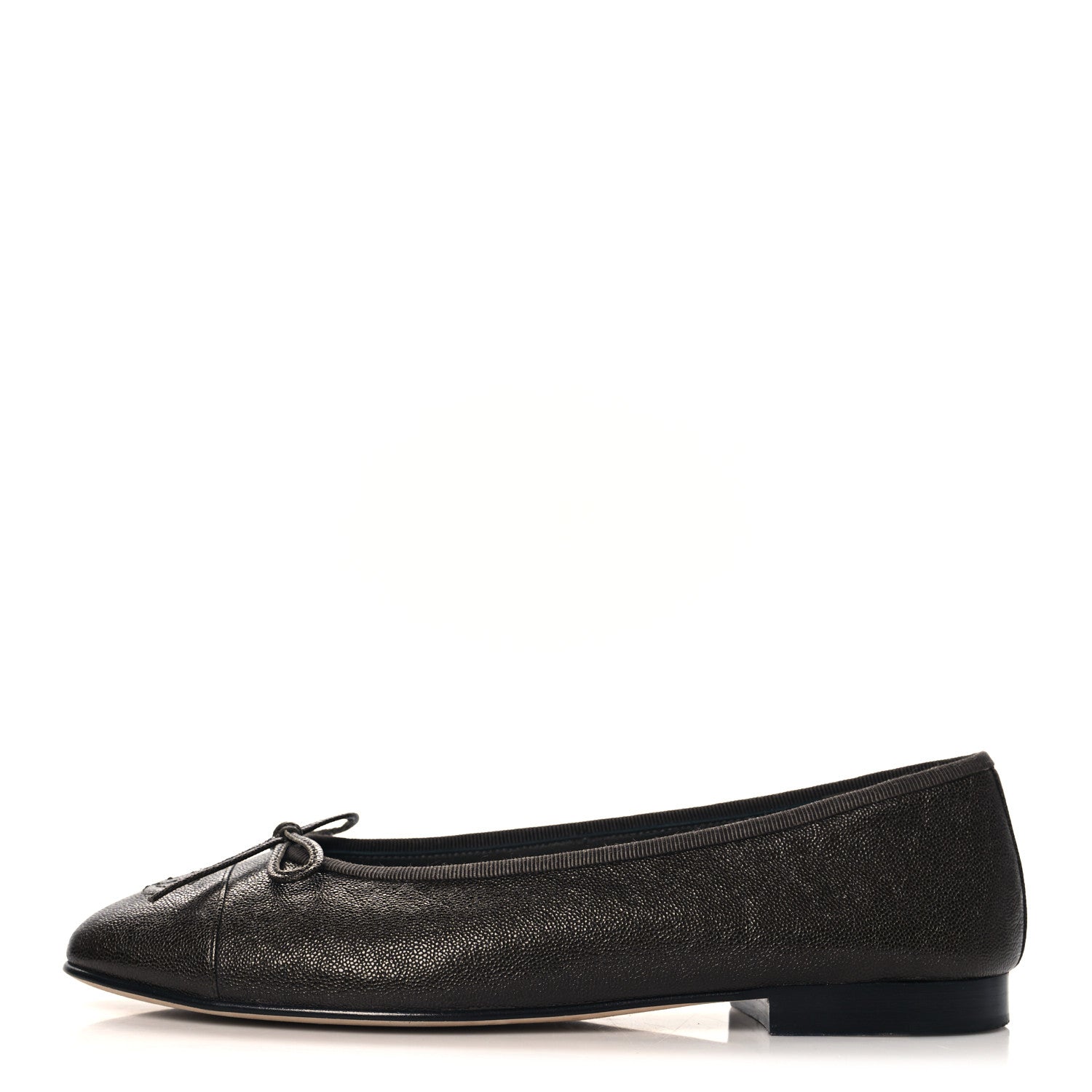 Chanel Caviar CC Cap Toe Ballerina Flats 38.5 Brown 1 of 9