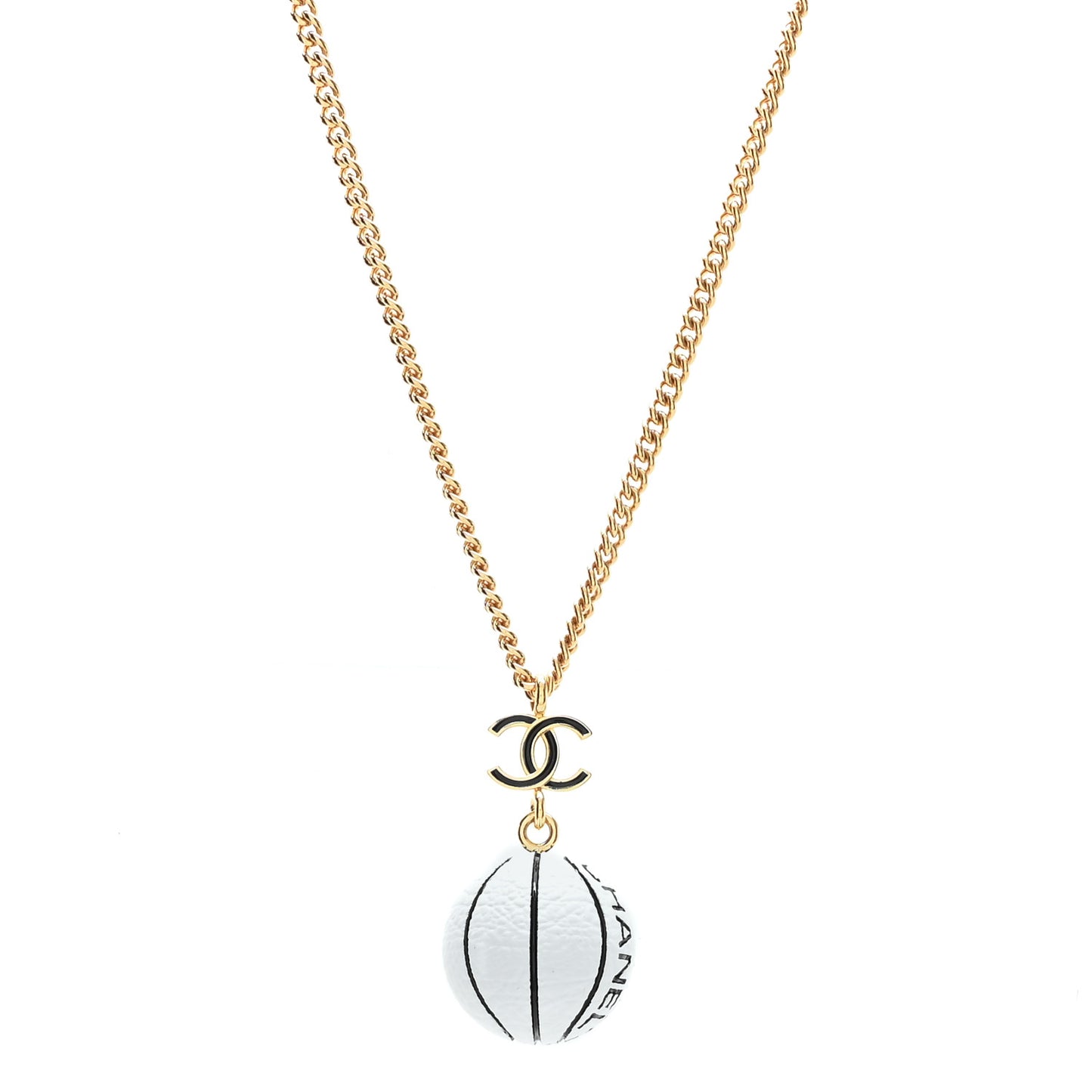 Resin CC Basketball Necklace Gold White