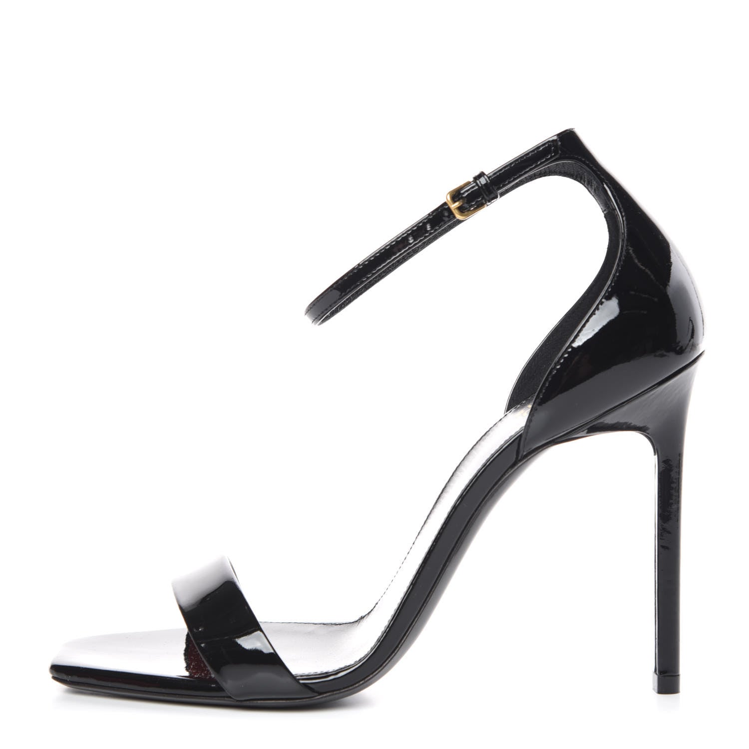 Saint Laurent Patent Calfskin Amber 105 Ankle Strap Sandals 39 Black 1 of 8