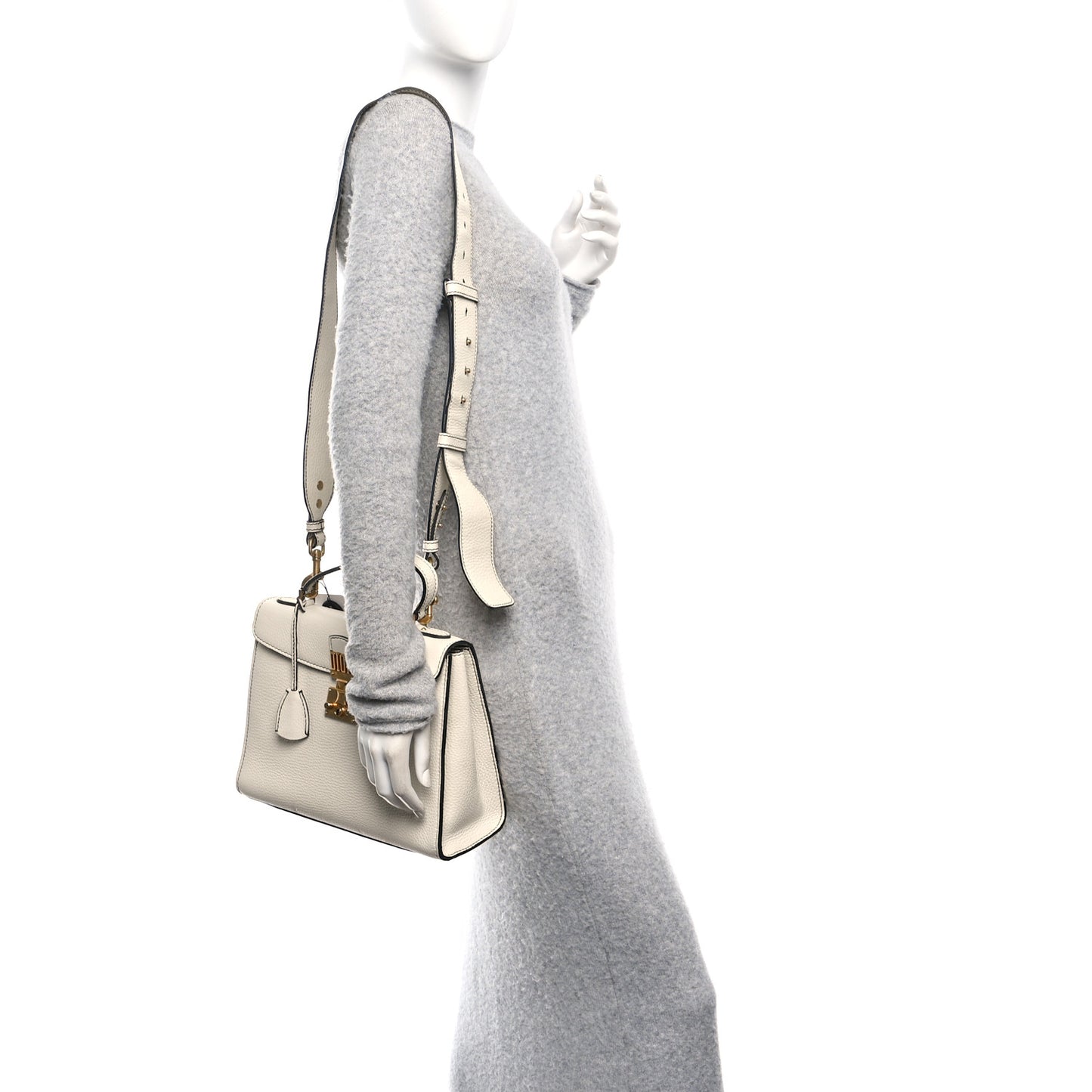 Calfskin Dioraddict Top Handle White