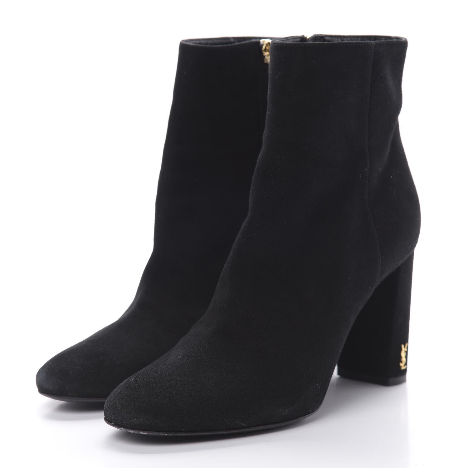 Saint Laurent Suede Loulou Ankle 95 Zip Boot 38.5 Black 3 of 10