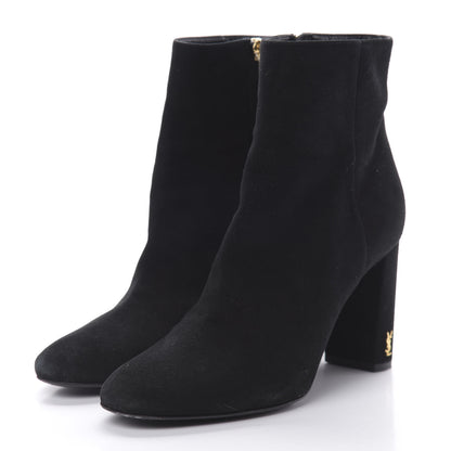 Saint Laurent Suede Loulou Ankle 95 Zip Boot 38.5 Black 3 of 10