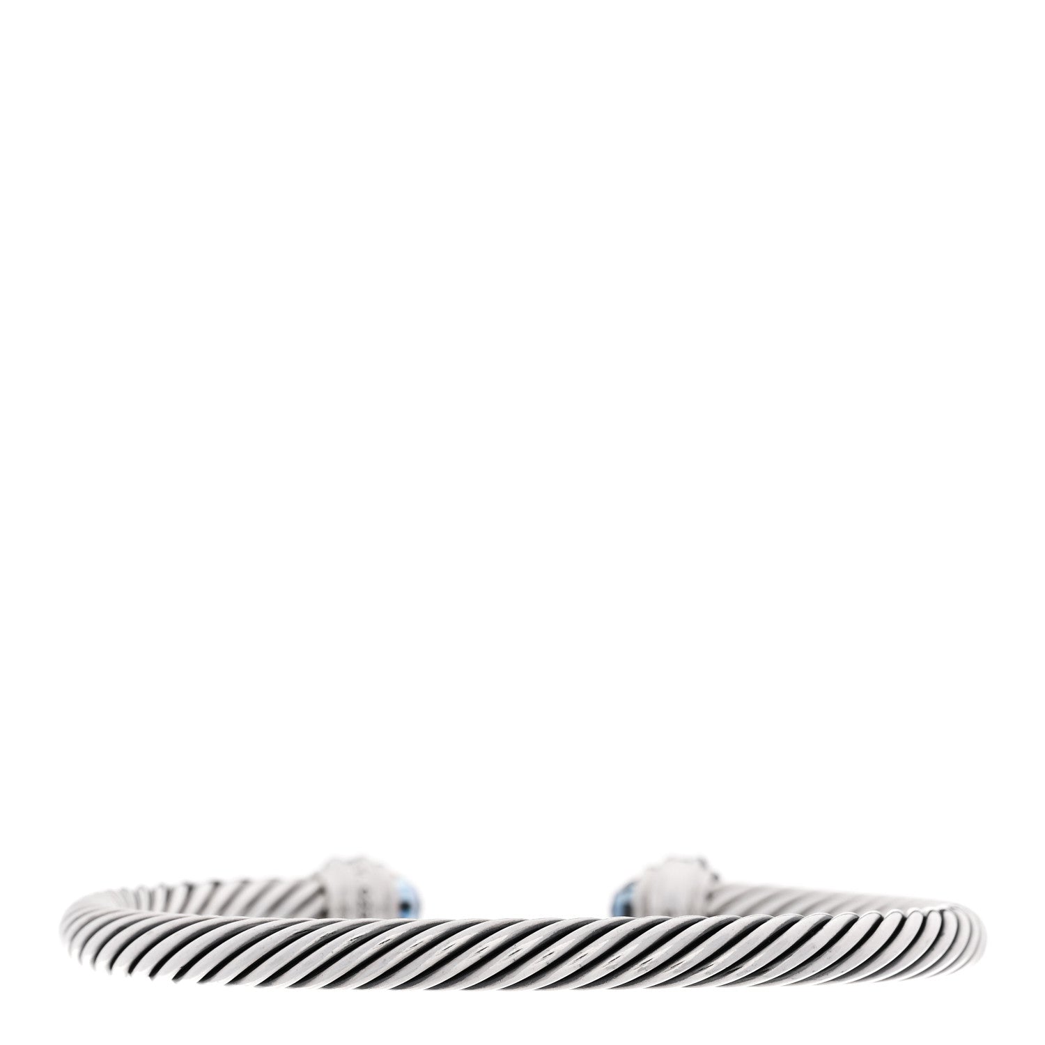 David Yurman Sterling Silver Diamond Hampton Blue Topaz 5mm Cable Classics Bracelet 2 of 3