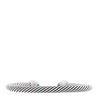 David Yurman Sterling Silver Diamond Hampton Blue Topaz 5mm Cable Classics Bracelet 2 of 3