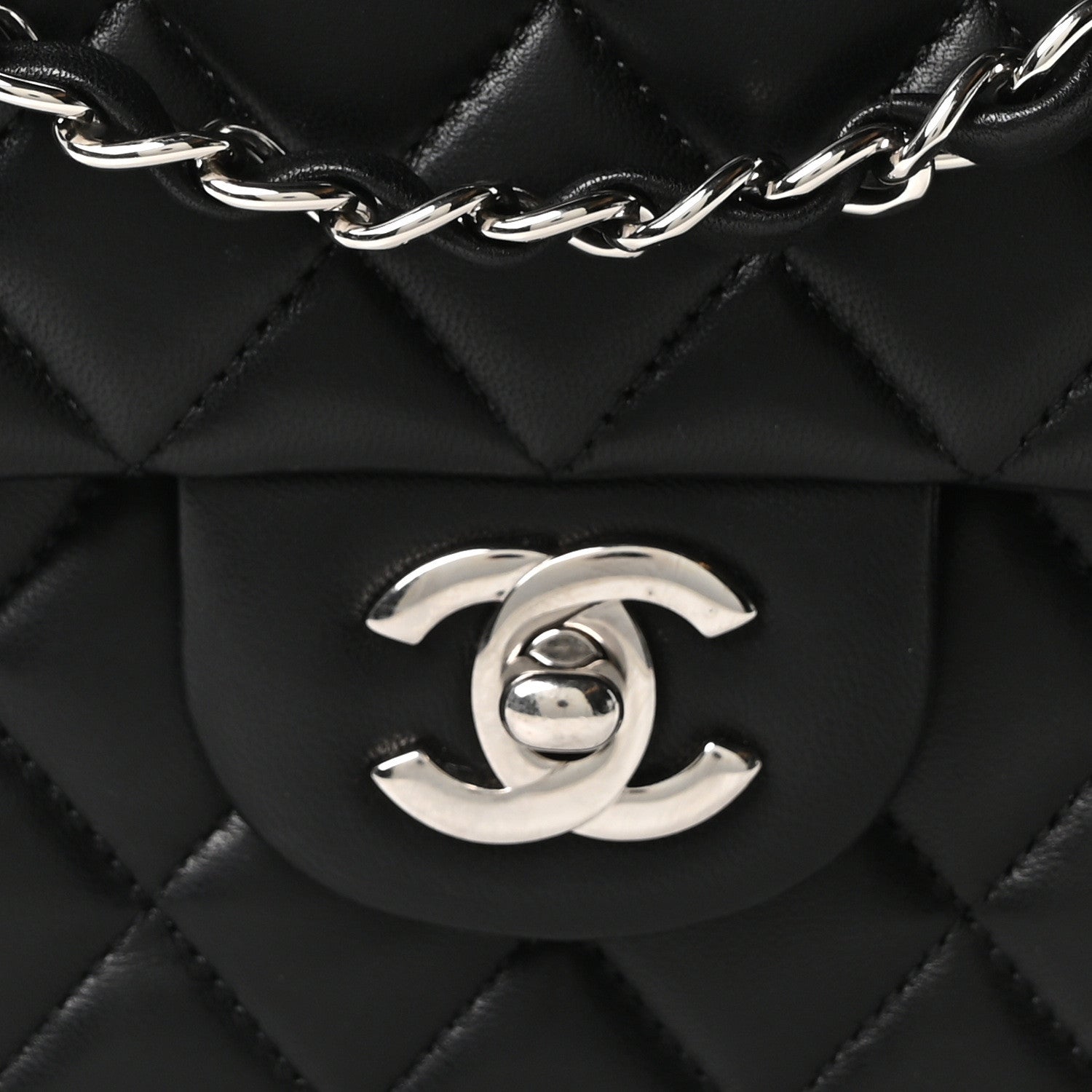 Chanel Lambskin Quilted Medium Double Flap Black 7 of 10