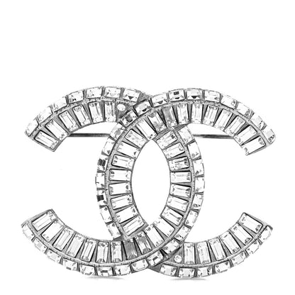 Chanel Baguette Crystal CC Brooch Silver 1 of 4