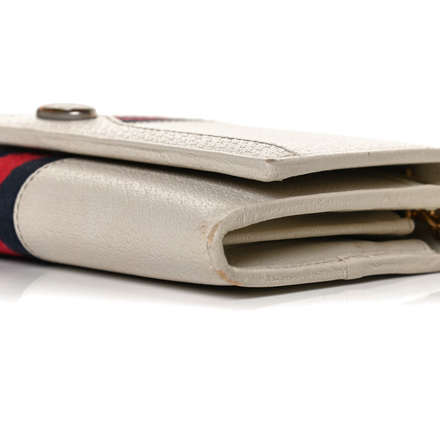 Textured Calfskin Web Ophidia Wallet On Chain Mystic White