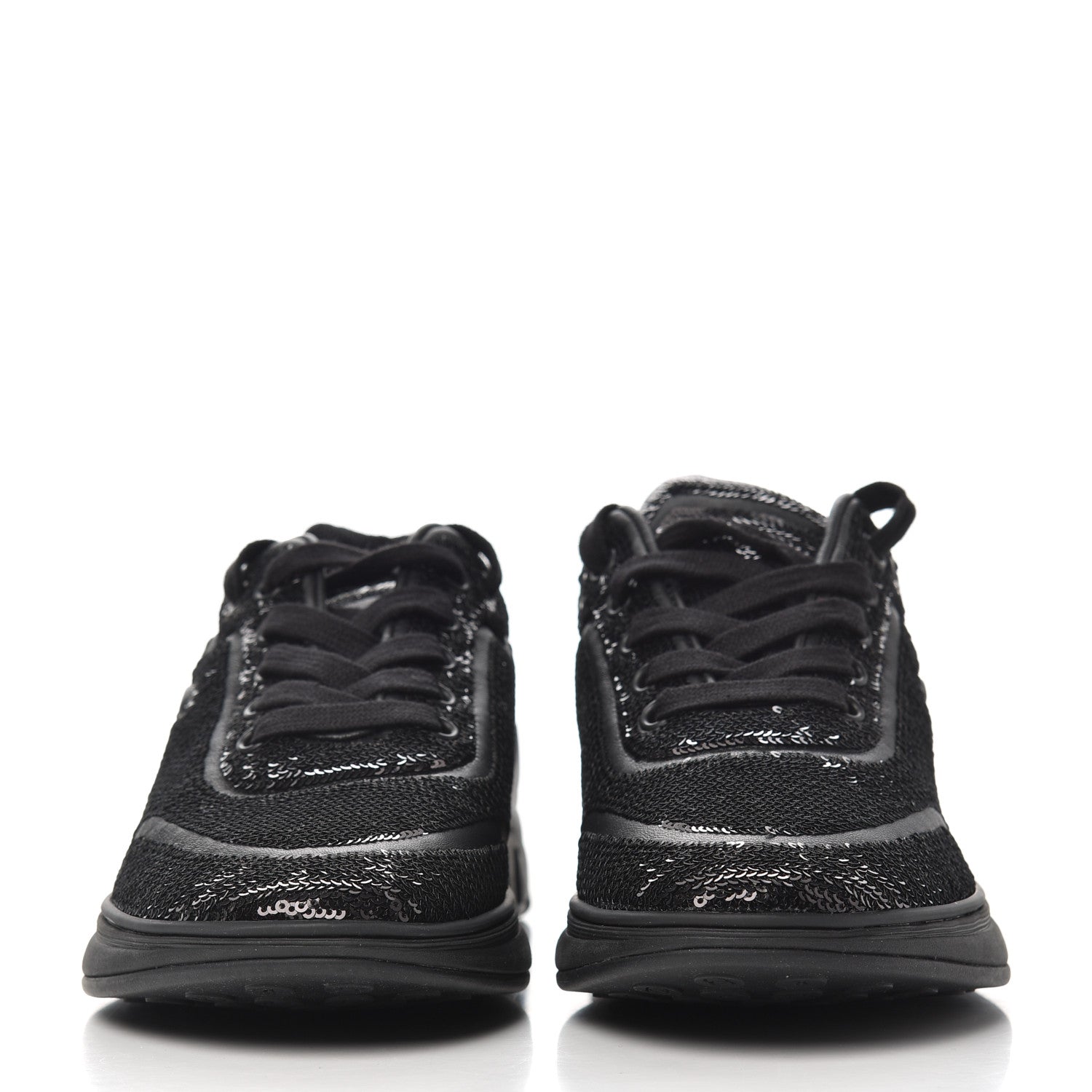 Chanel Sequin CC Sneakers 37.5 Black 2 of 9