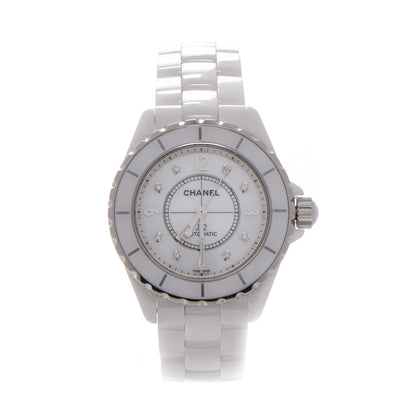 Chanel Stainless Steel Ceramic Diamond 38mm J12 Automatic Watch White 1 of 8