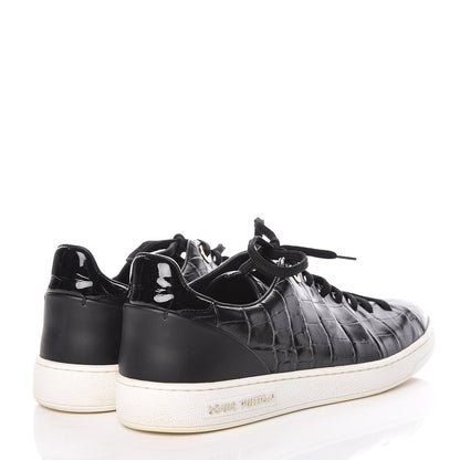 Louis Vuitton Calfskin Crocodile Embossed Frontrow Sneakers 37.5 Black 4 of 13