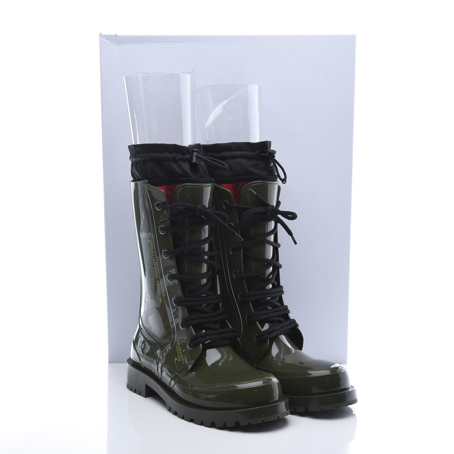 Shiny Rubber Diorcamp Low Boots 37 Military