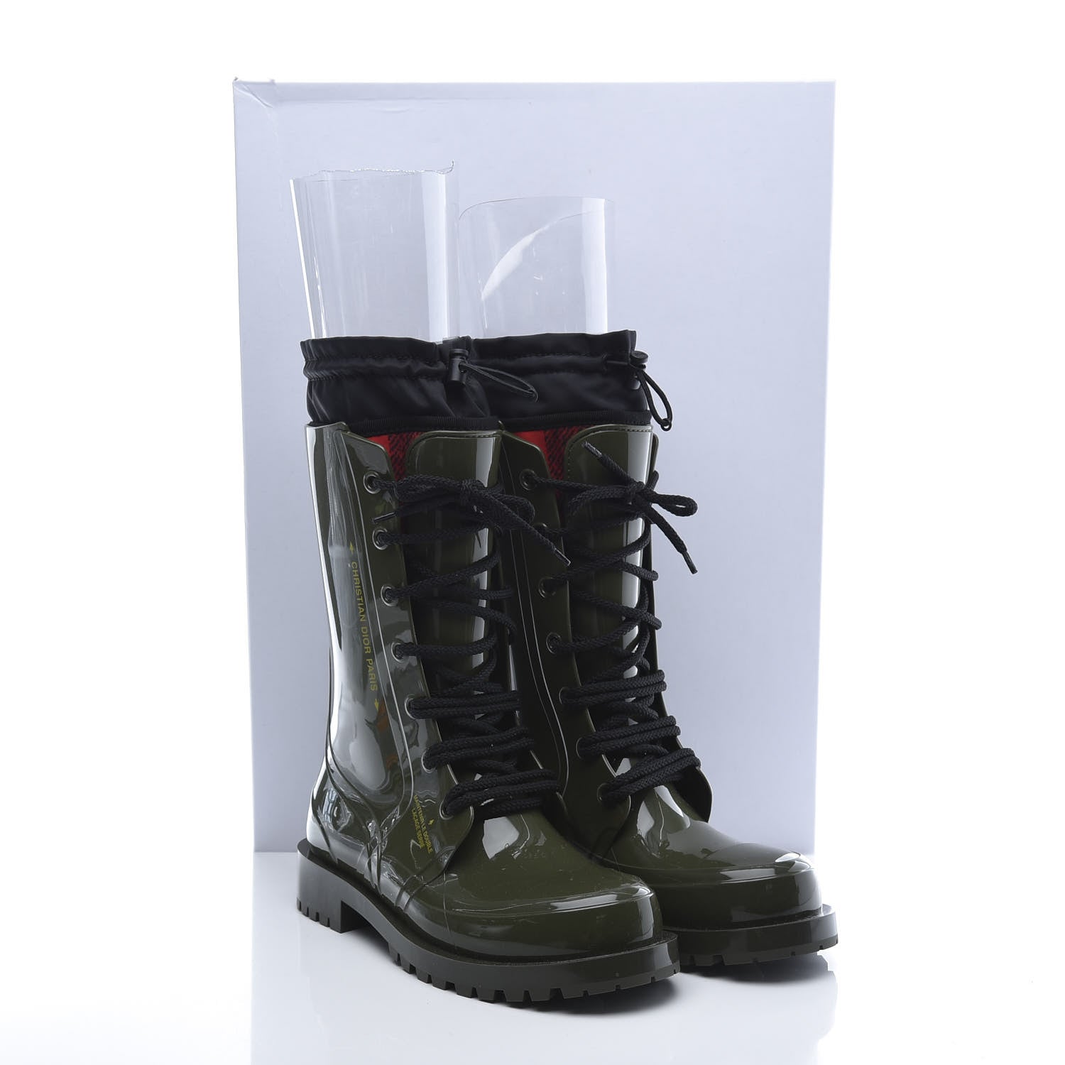 Christian Dior Shiny Rubber Diorcamp Low Boots 37 Military 9 of 9