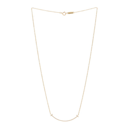 Tiffany 18K Yellow Gold Diamond Small T Smile Pendant Necklace 3 of 5