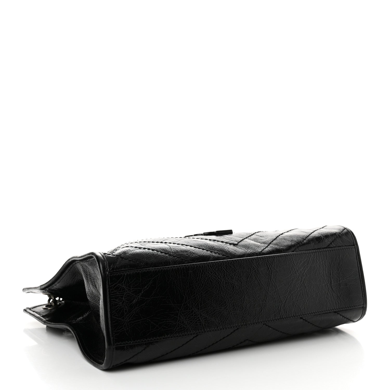 Saint Laurent Crinkled Calfskin Matelasse Monogram Medium Niki Shopper Tote Black 4 of 12