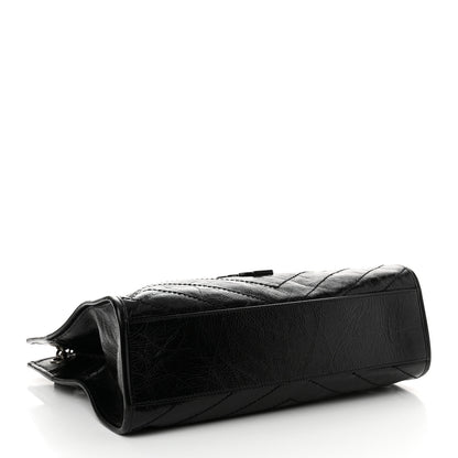 Saint Laurent Crinkled Calfskin Matelasse Monogram Medium Niki Shopper Tote Black 4 of 12