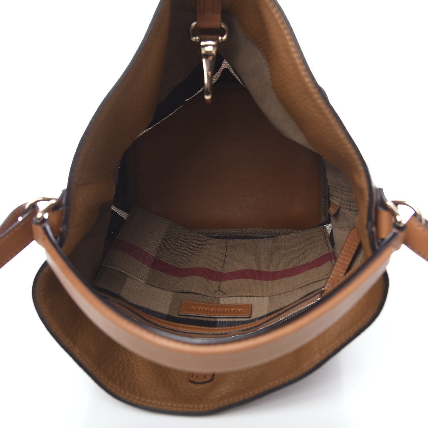 Grainy Calfskin Canvas Mega Check Medium Ashby Tassel Hobo Saddle Brown