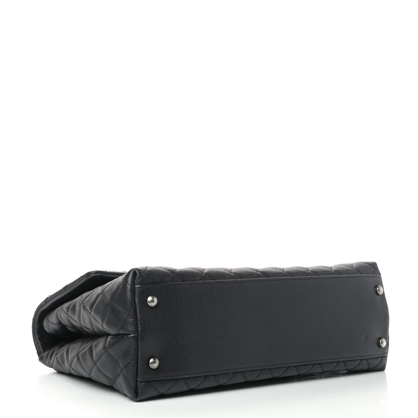 Caviar Lizard Quilted Medium Coco Handle Flap Black