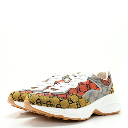 Gucci Monogram Multicolor Mens Rhyton Sneakers 10 Yellow Blue Great White Tabasco 3 of 10