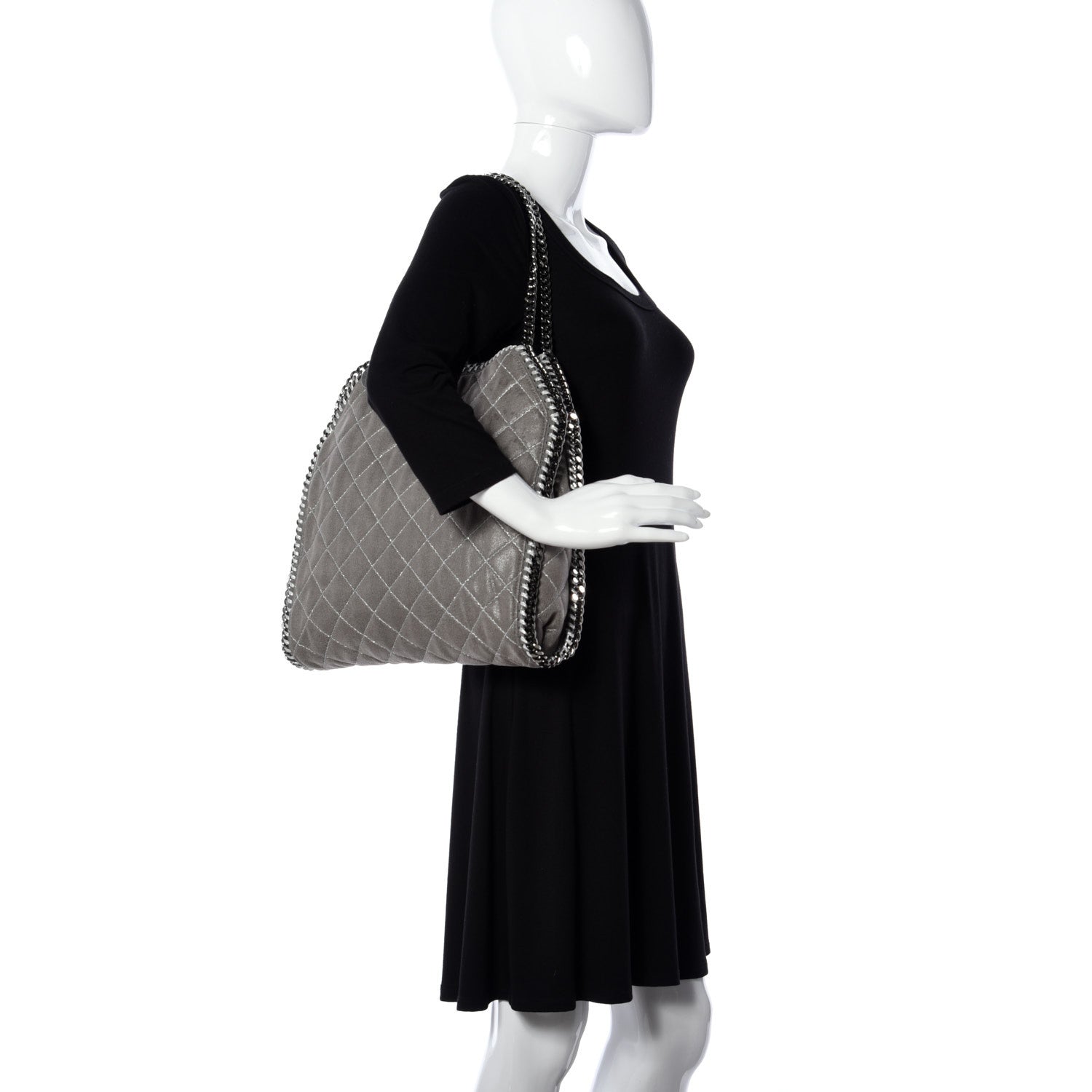 Stella McCartney Shaggy Deer Quilted Small Falabella Tote Light Grey 2 of 9