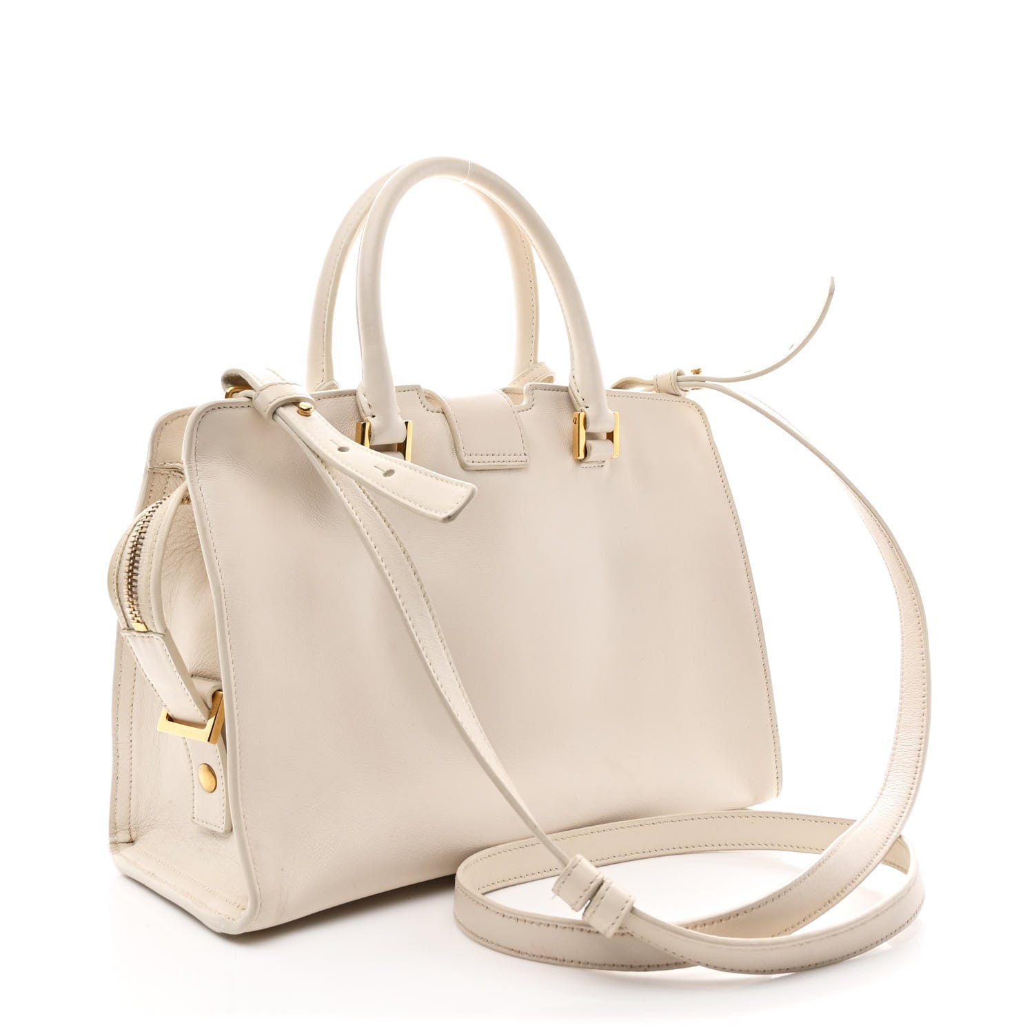 Saint Laurent Calfskin Baby Monogram Cabas Dove White 3 of 12