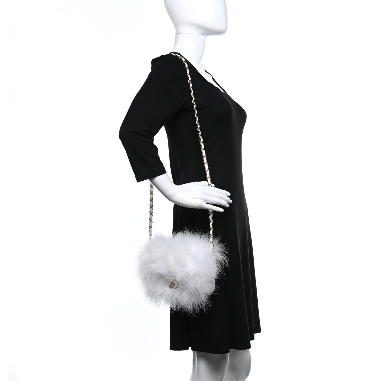 Feathers Lambskin Quilted Flap White