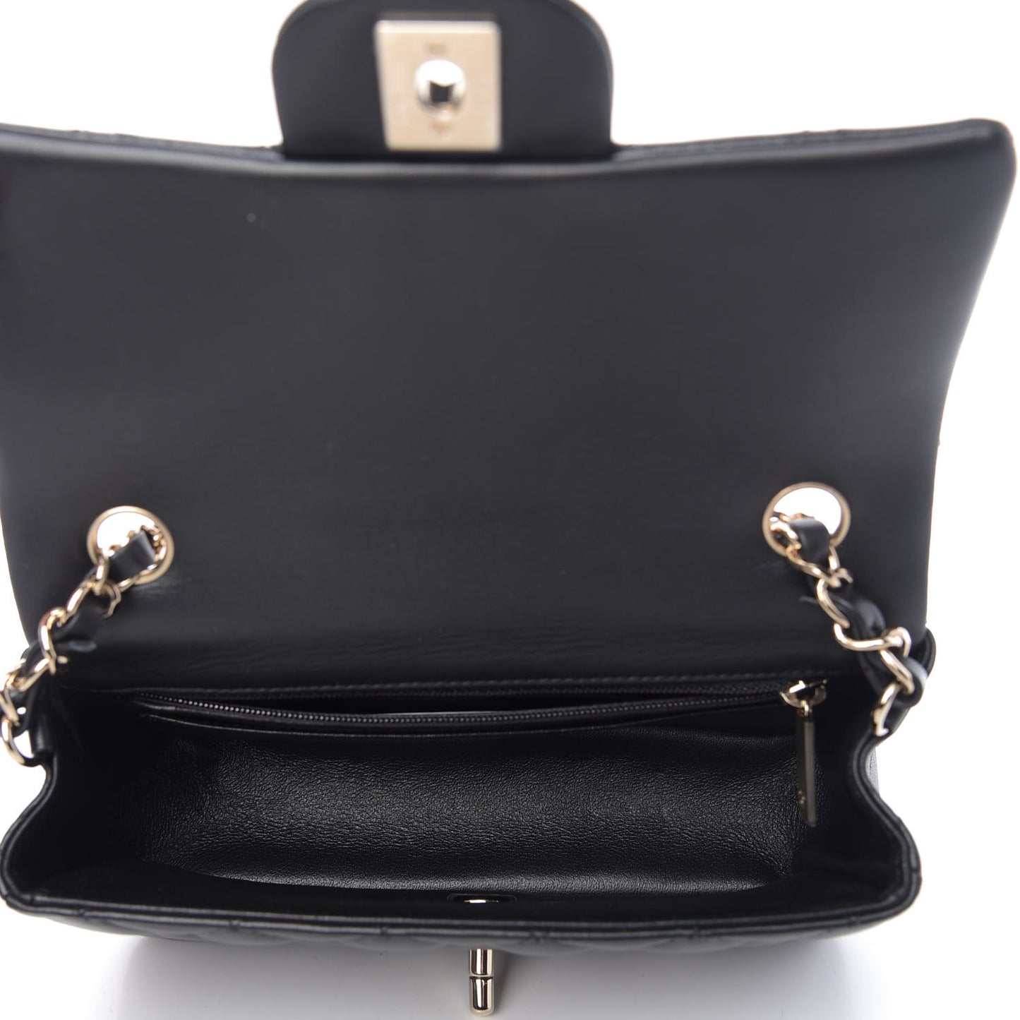 Lambskin Quilted Mini Rectangular Flap Black