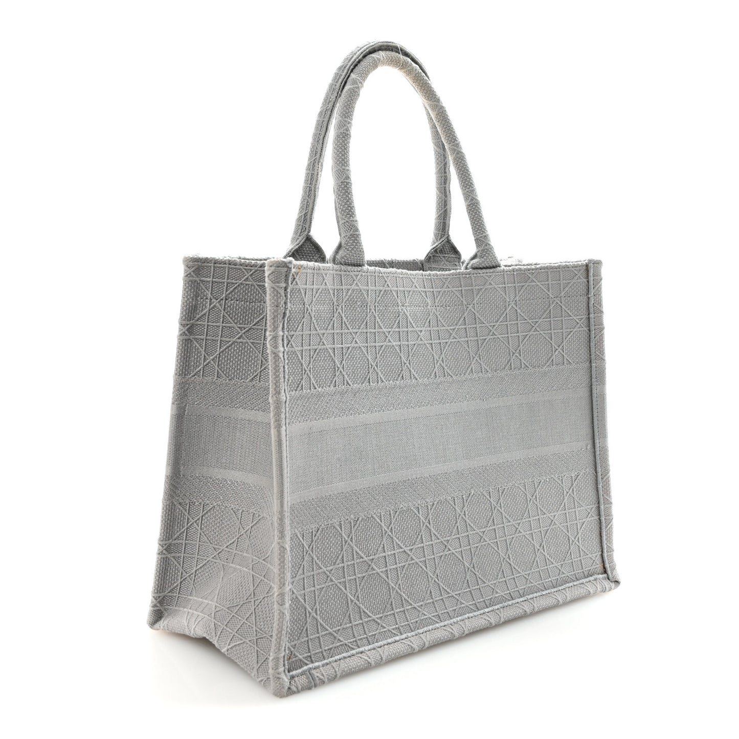Canvas Embroidered Cannage Medium Book Tote Stone