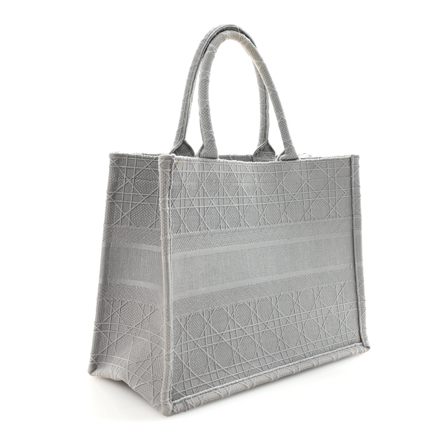 Christian Dior Canvas Embroidered Cannage Medium Book Tote Stone 3 of 9