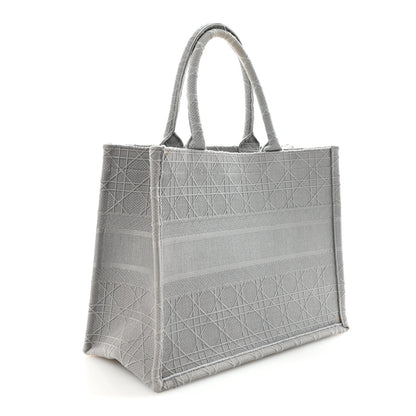 Christian Dior Canvas Embroidered Cannage Medium Book Tote Stone 3 of 9