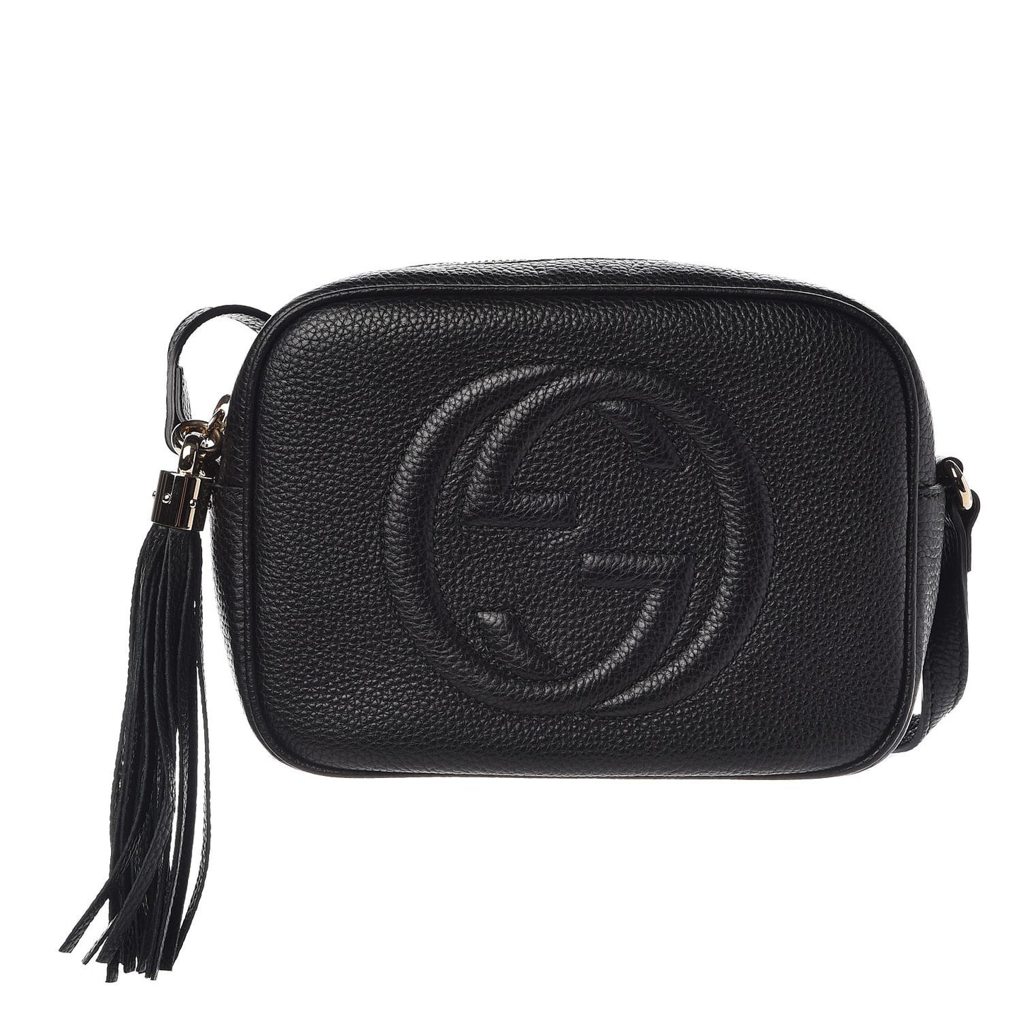 Pebbled Calfskin Small Soho Disco Bag Black