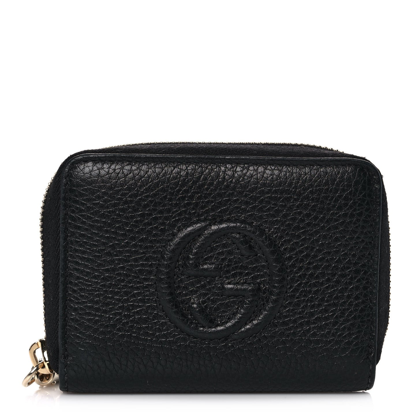 Pebbled Calfskin Small Soho Zip Around Wallet Black