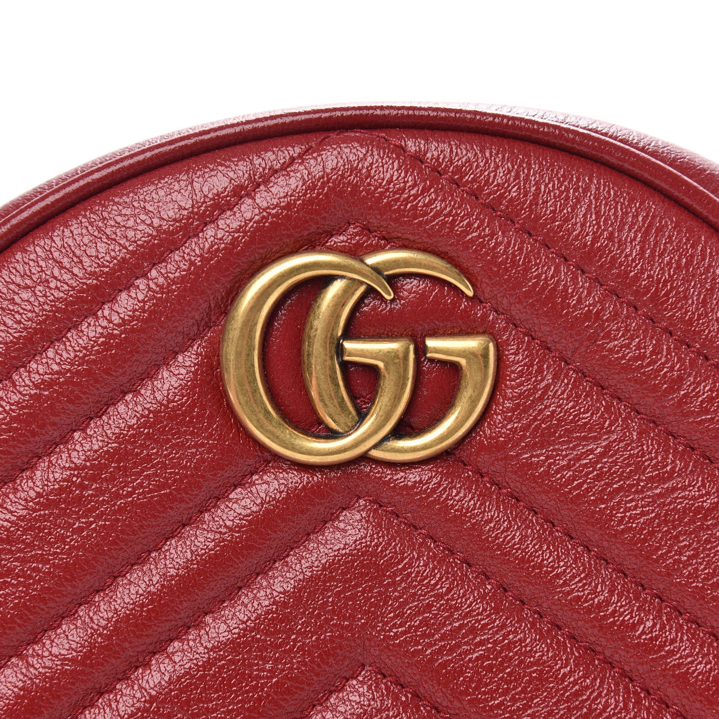 Glazed Calfskin Matelasse Heart Mini GG Marmont Round Shoulder Bag Romantic Cerise