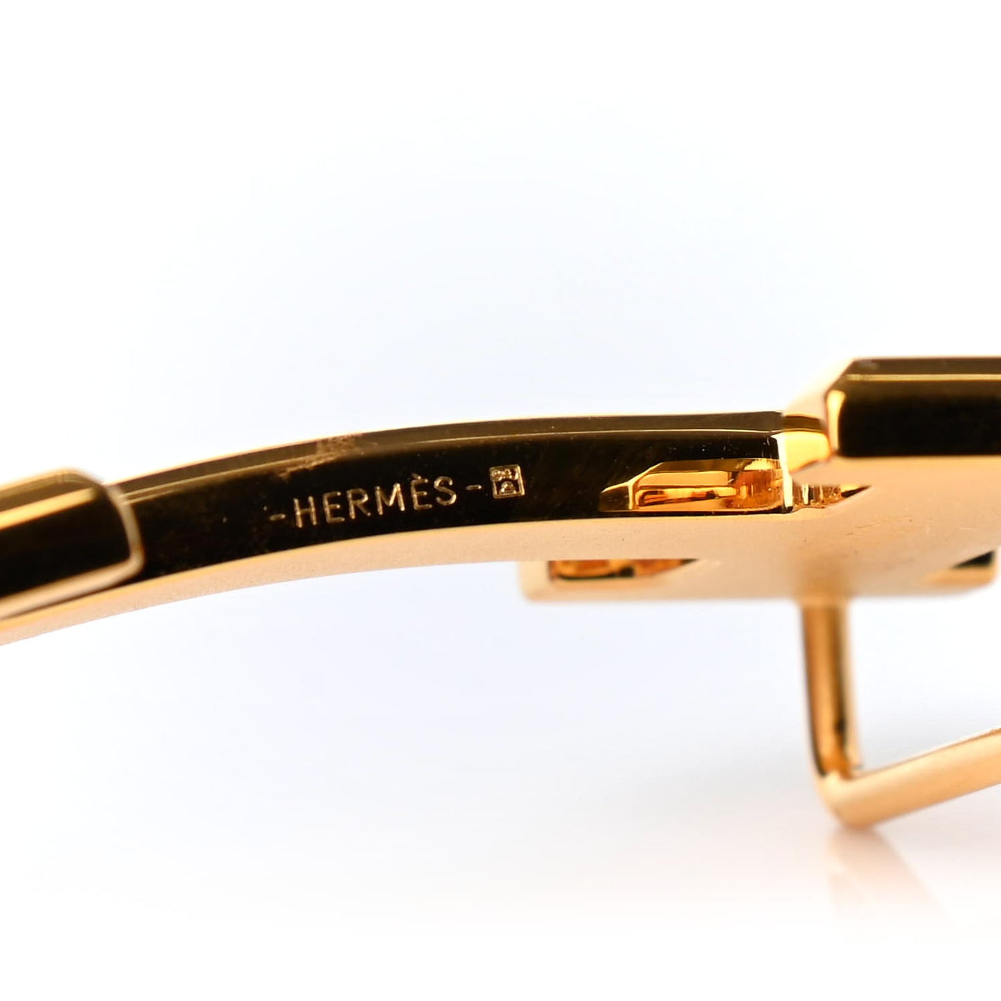 Guilloche 32mm H Belt Buckle Gold