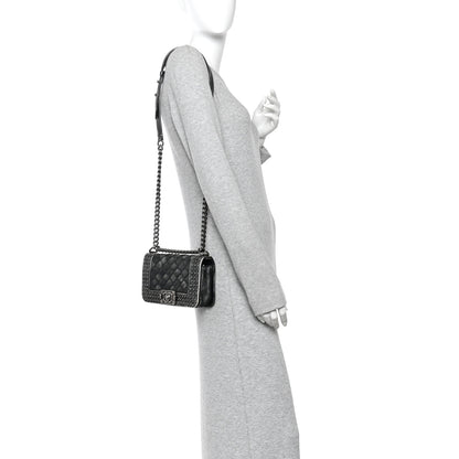 Chanel Faded Calfskin Quilted Small Studded Boy Flap Grey 2 of 12