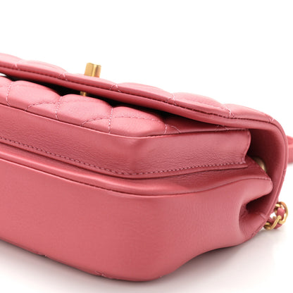 Chanel Metallic Calfskin Quilted Top Handle Flap Dark Pink 10 of 11