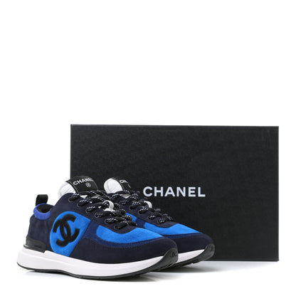 Chanel Suede Calfskin CC Sneakers 37 Blue Navy Dark Navy 12 of 12