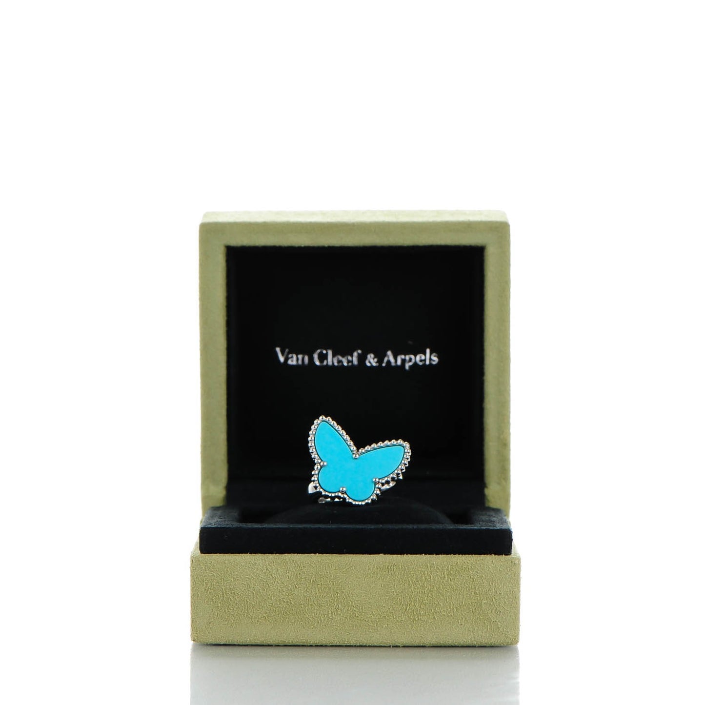 18K White Gold Turquoise Lucky Alhambra Butterfly Ring 51 5.75