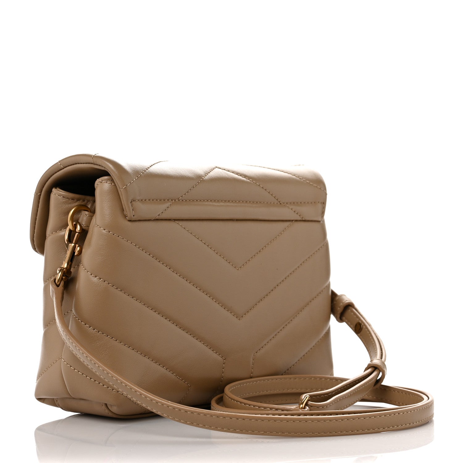 Saint Laurent Calfskin Y Quilted Monogram Toy Loulou Crossbody Bag Dark Beige 3 of 10