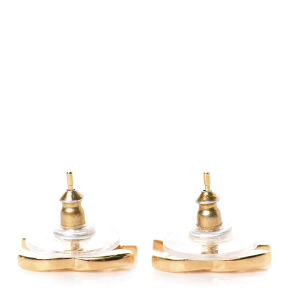 Chanel Metal CC Paris Button Stud Earrings Gold 3 of 5