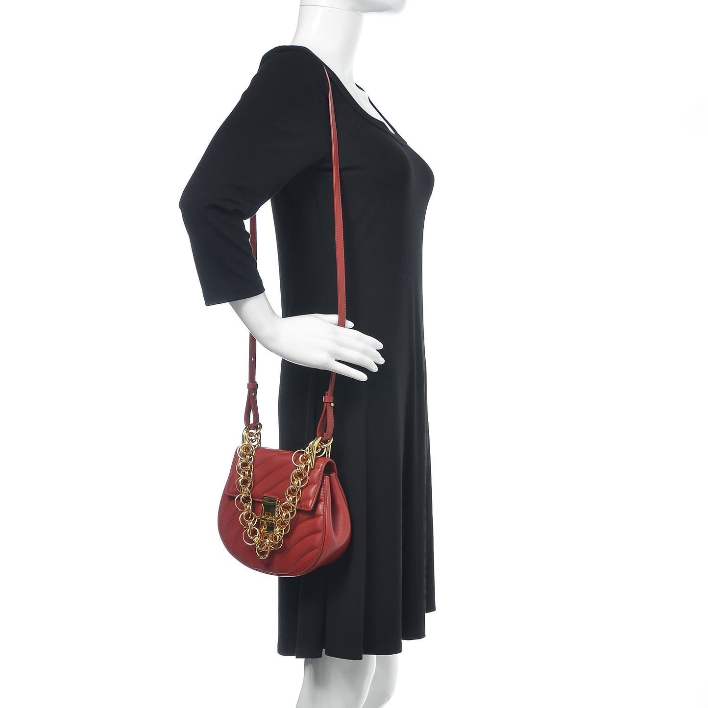 Calfskin Quilted Mini Drew Bijou Shoulder Bag Dahlia Red