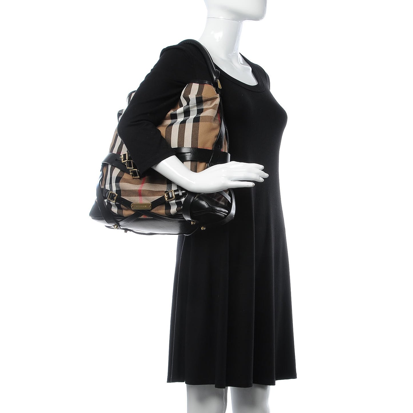 House Check Bridle Calfskin Medium Gosford Hobo Black