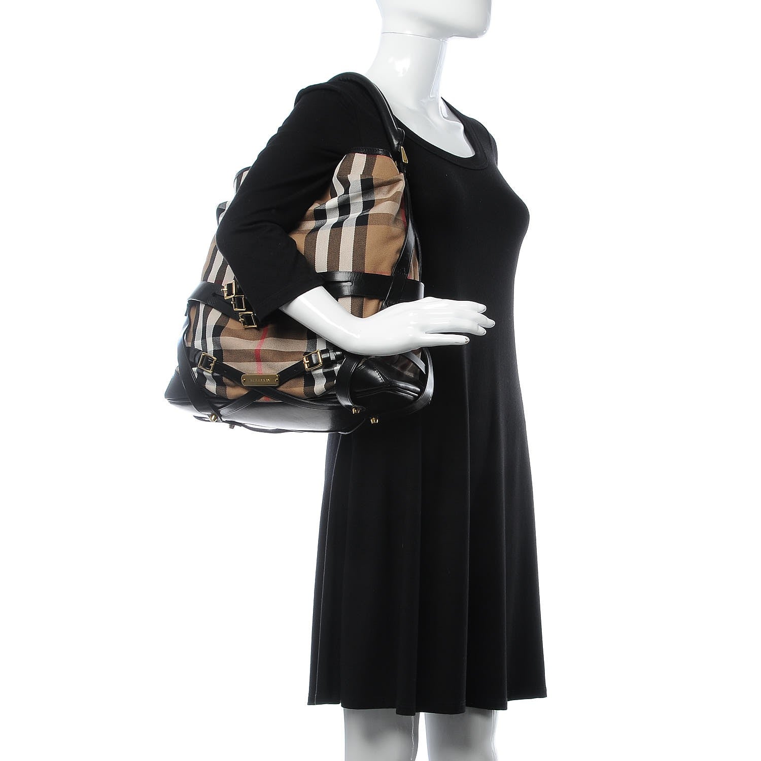Burberry House Check Bridle Calfskin Medium Gosford Hobo Black 3 of 11