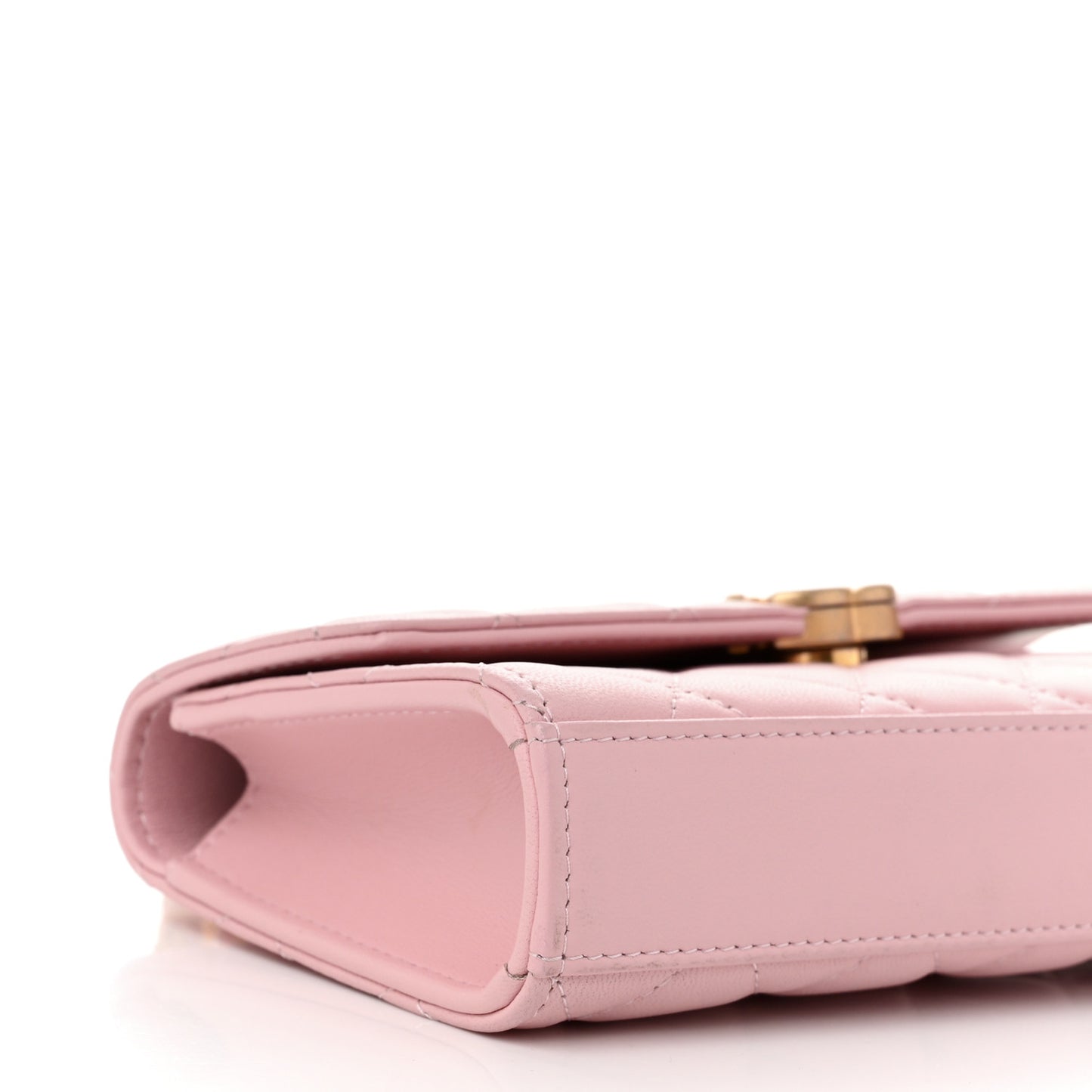Lambskin Enamel Quilted Top Handle Flap Phone Holder With Chain Pink