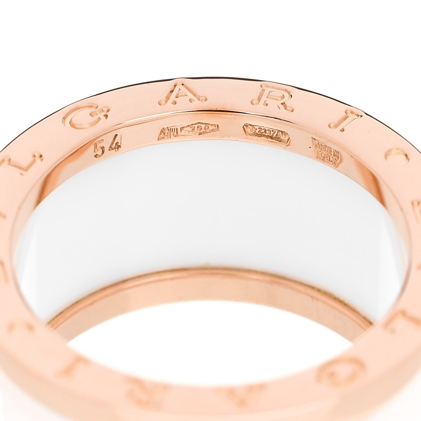 18K Rose Gold White Ceramic B.Zero1 Four-Band Ring 54 6.75