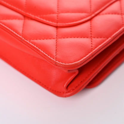 Chanel Lambskin Quilted Wallet On Chain WOC Red 12 of 21