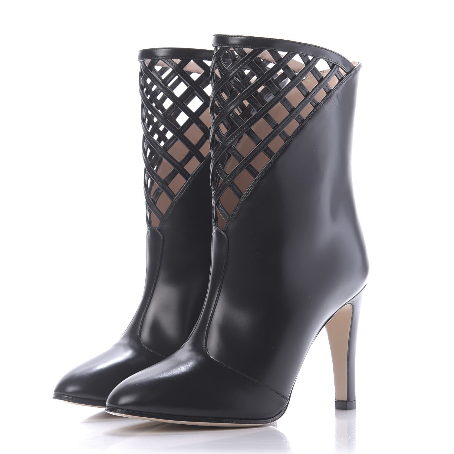 Gucci Plume Calfskin Damir Lattice Cutout Boots 35.5 Black 3 of 11