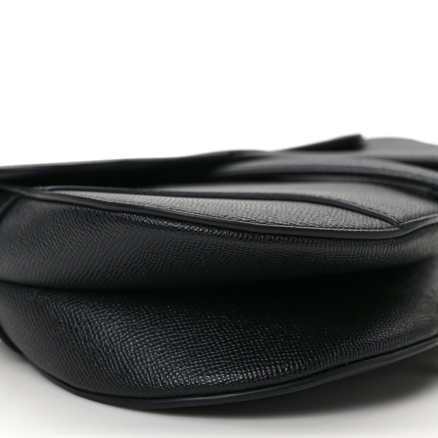 Grained Calfskin Saddle Bag With Strap Black